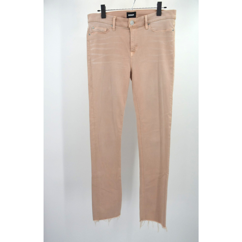 Hudson Peach Tally Deep Cuff Crop Skinny Jeans Womens 30